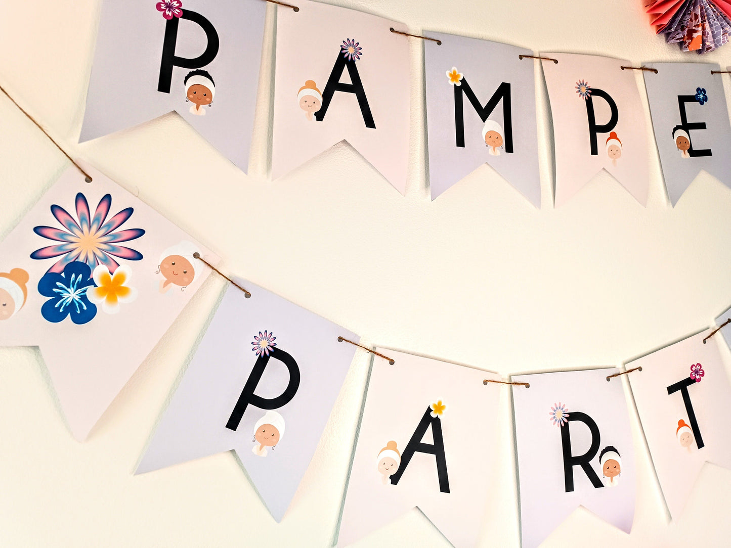Pamper Party Bunting | Girls Pamper Party Decor | Pamper Party Banner | Pastel Bunting |