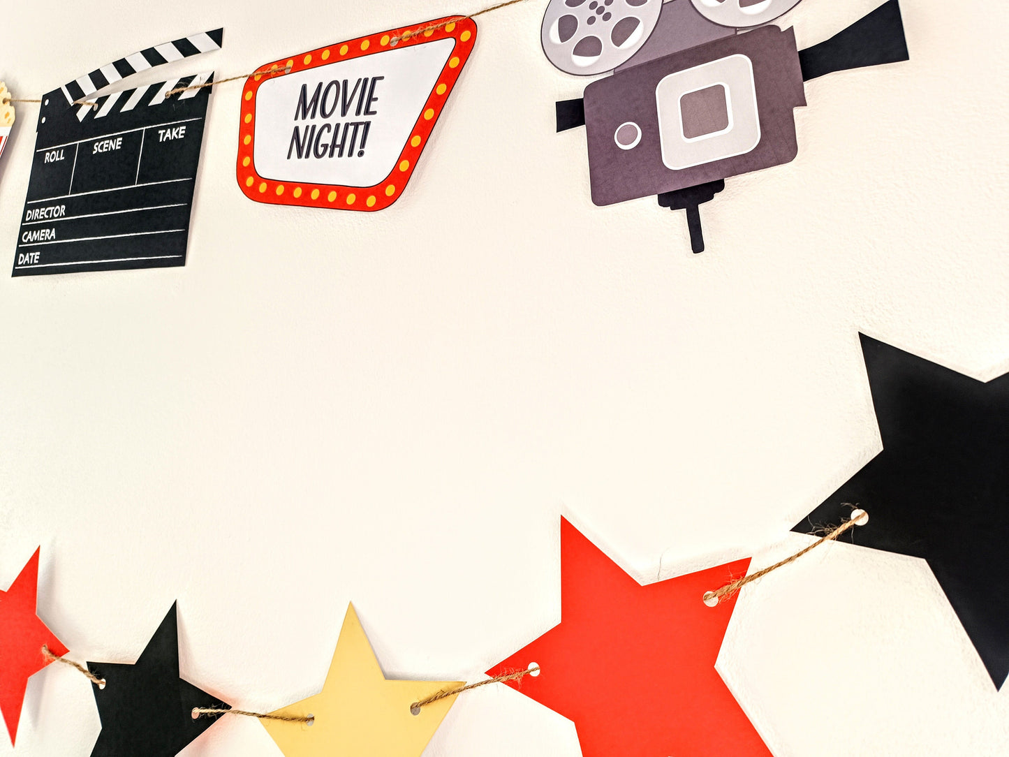 Movie Night Bunting | Paper Banner | Movie Night Decor | Couple's Night in | Family Night | Movie Party | Movie night tickets |