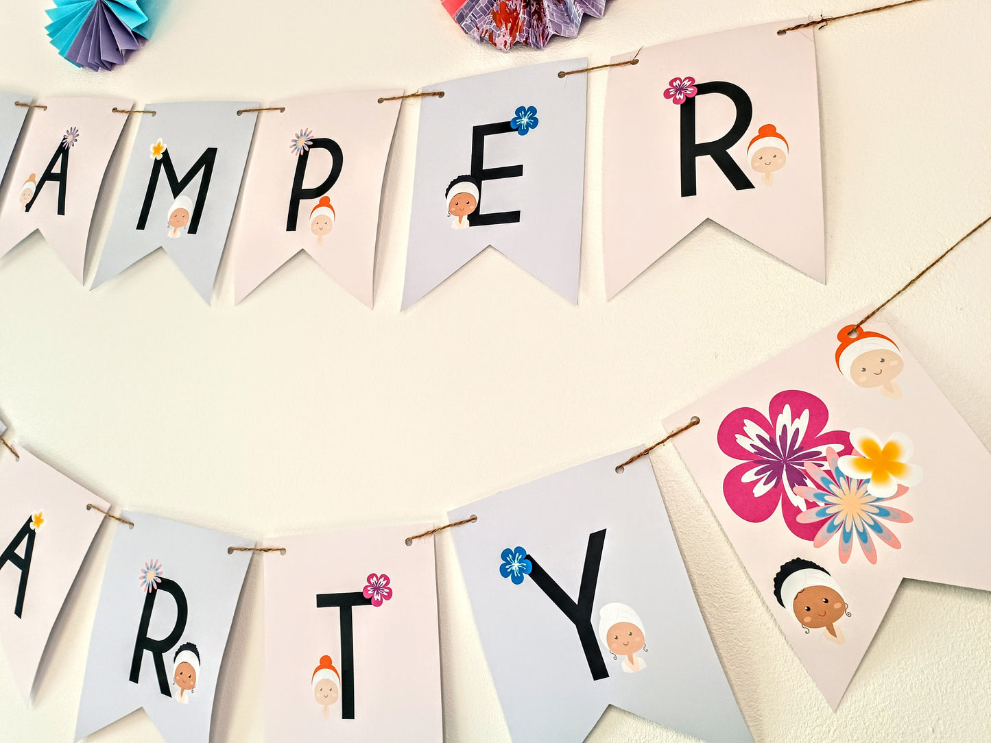 Pamper Party Bunting | Girls Pamper Party Decor | Pamper Party Banner | Pastel Bunting |