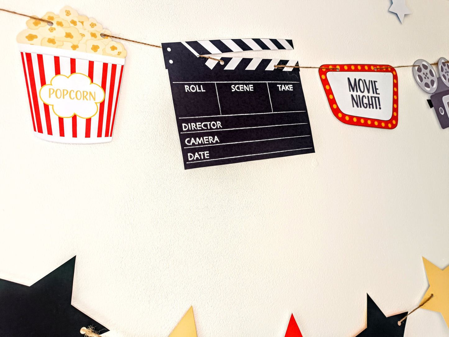 Movie Night Bunting | Paper Banner | Movie Night Decor | Couple's Night in | Family Night | Movie Party | Movie night tickets |