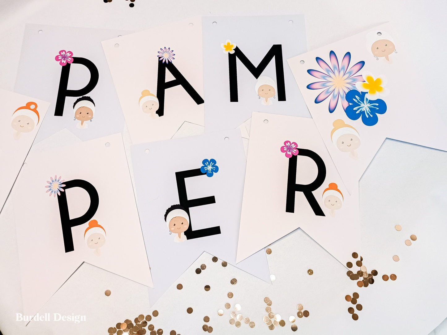 Pamper Party Bunting | Girls Pamper Party Decor | Pamper Party Banner | Pastel Bunting |