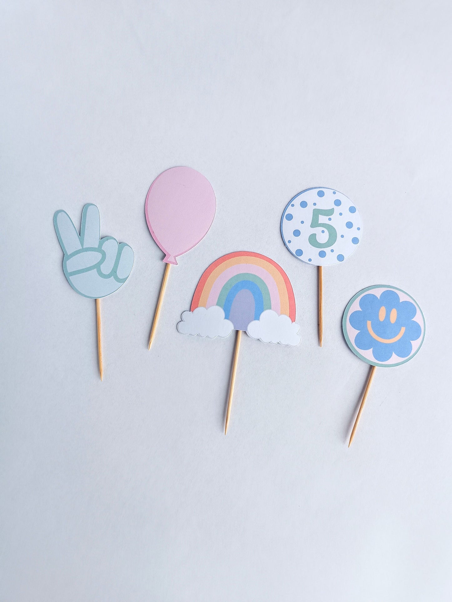 Rainbow Cupcake Toppers | Party | Birthday | Cupcake Toppers | Cupcake Decoration | Pastel Party | Pastel Party Decoration |