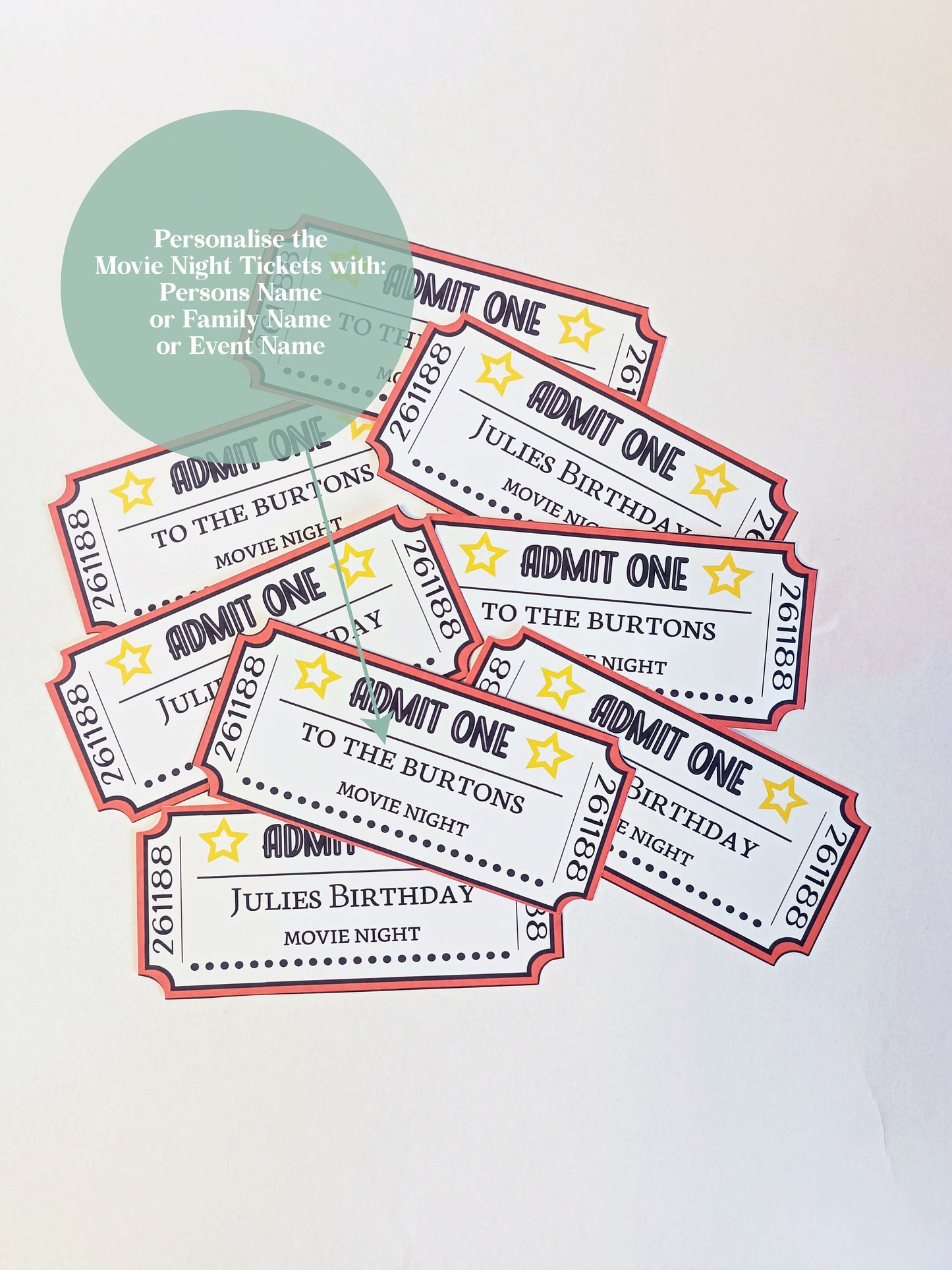 Movie Night Tickets | Personalised Ticket | Invitation | Movie Party |